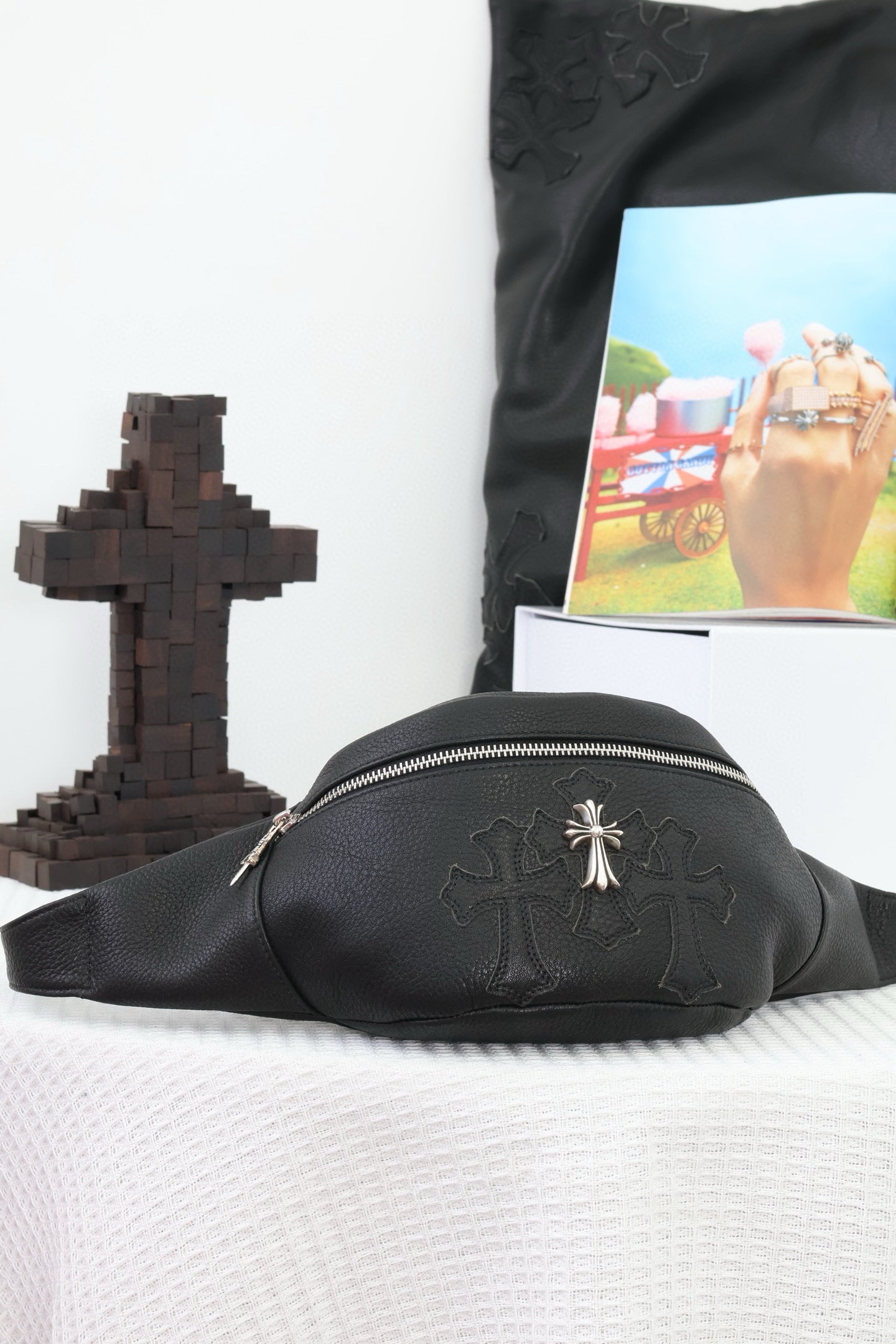 CH Black Leather Snat Pack Waist Bag