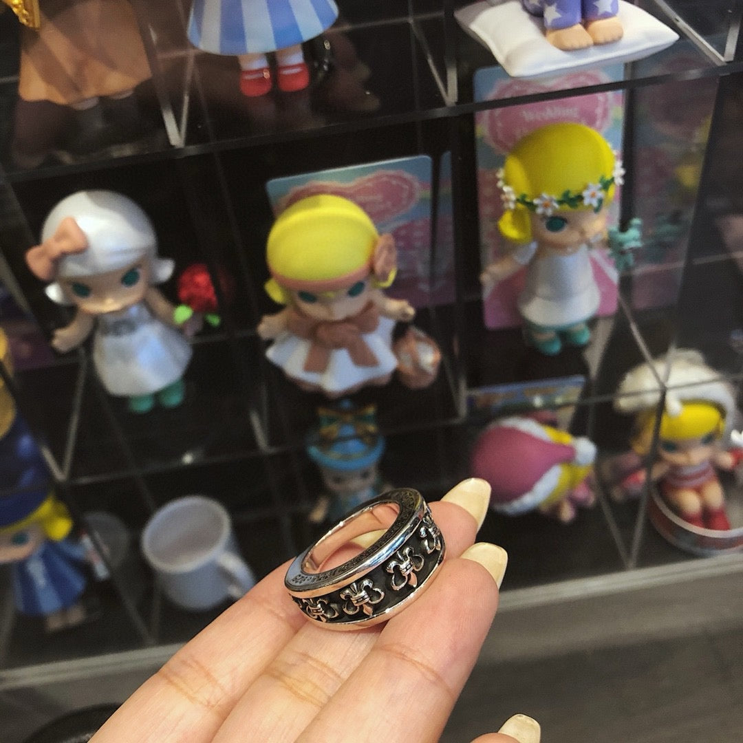 Anillo Corazones Cromados