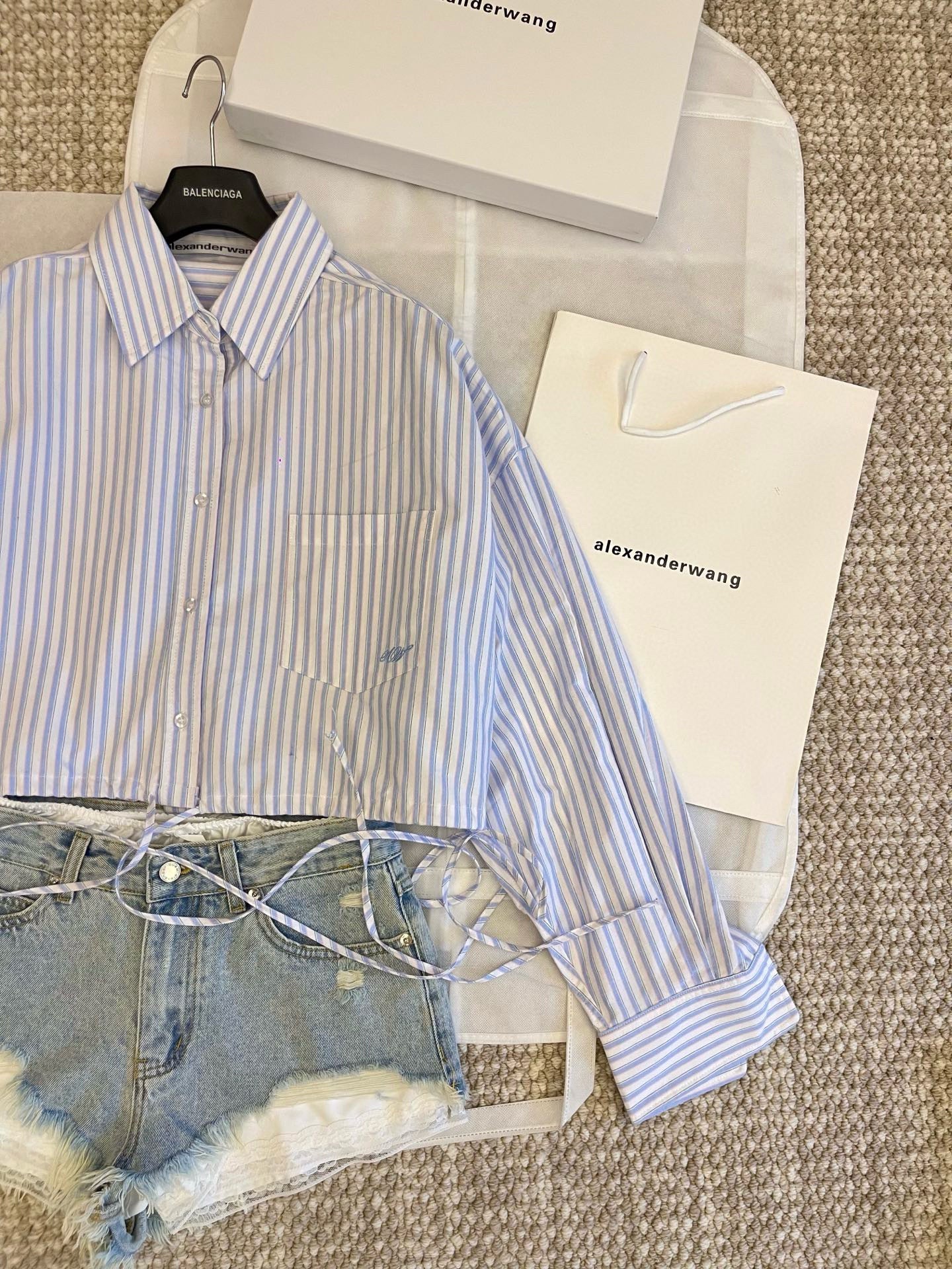 Alexander Wang Striped Cropped Shirt
