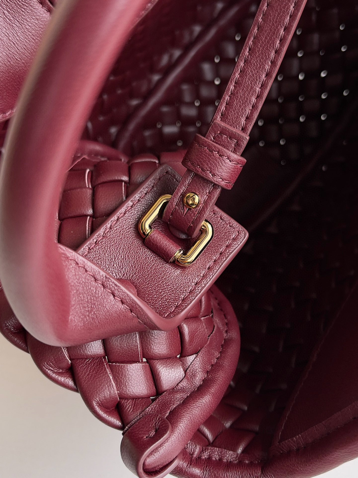 BV Burgundy Cobble Top-Handle Bag