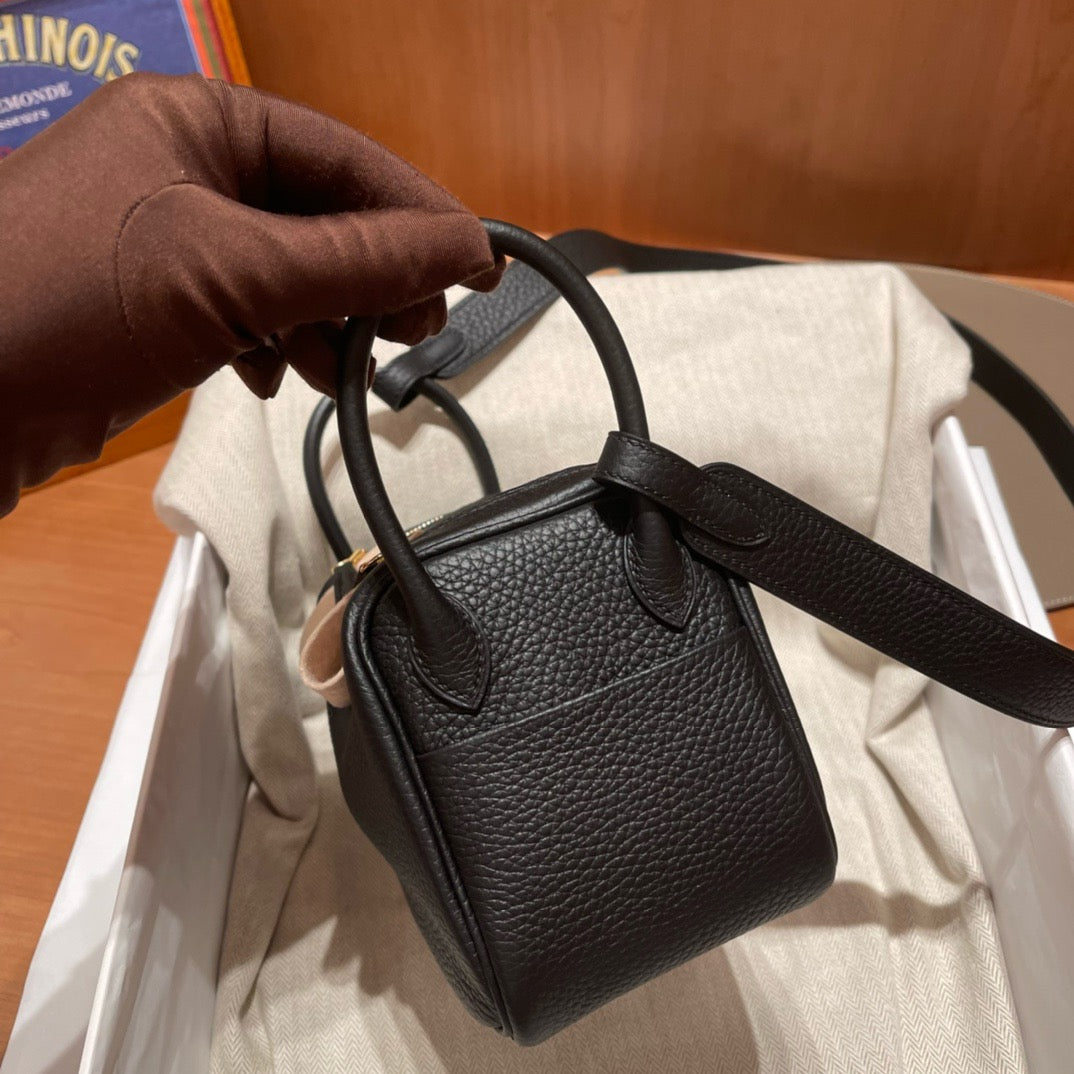 Hermes Mini Lindy, 19 cm, negro, piel TC