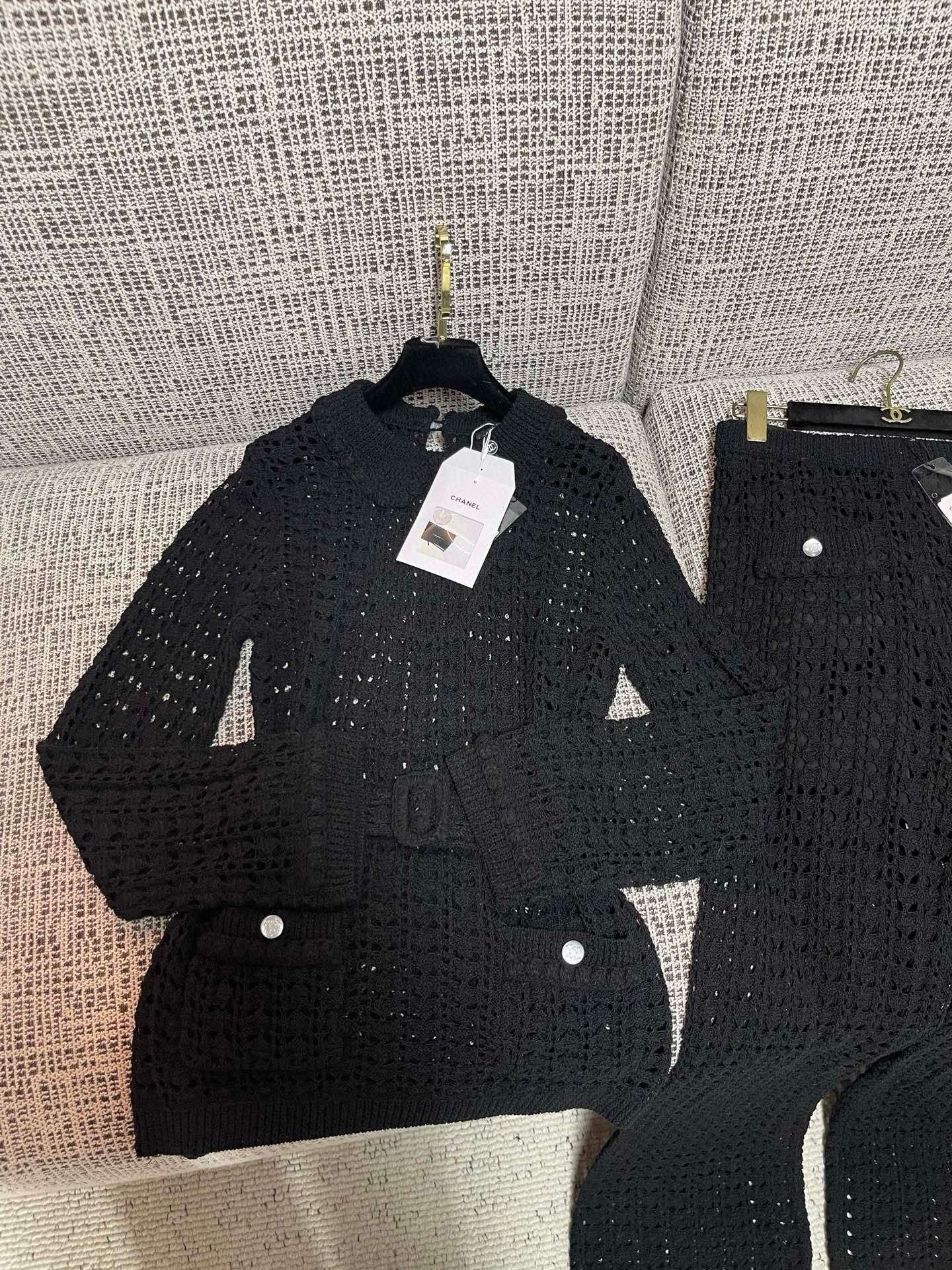Chanel Crochet Knit Jacket & Pants Set