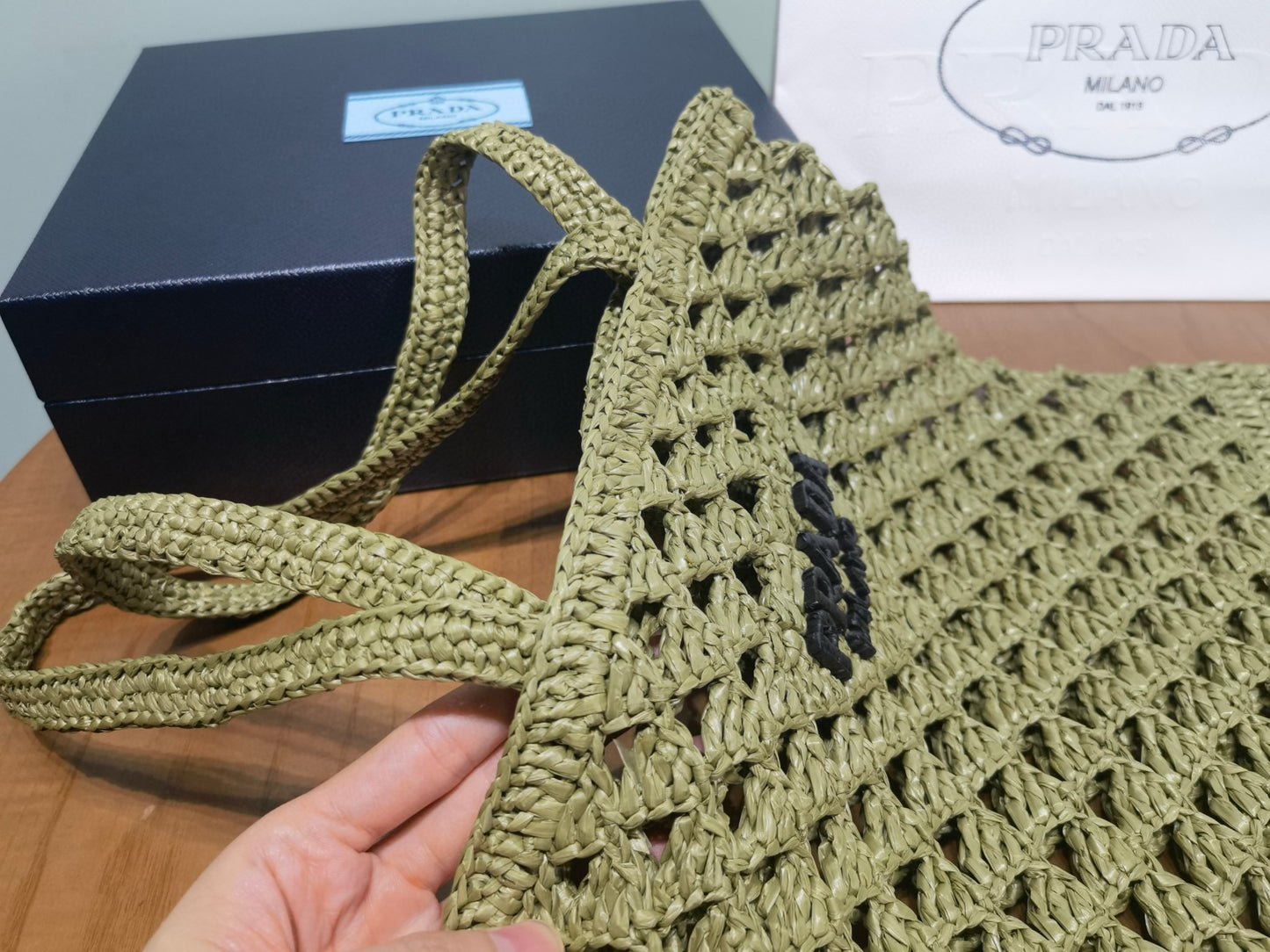 PD Raffia Crochet Tote Bag
