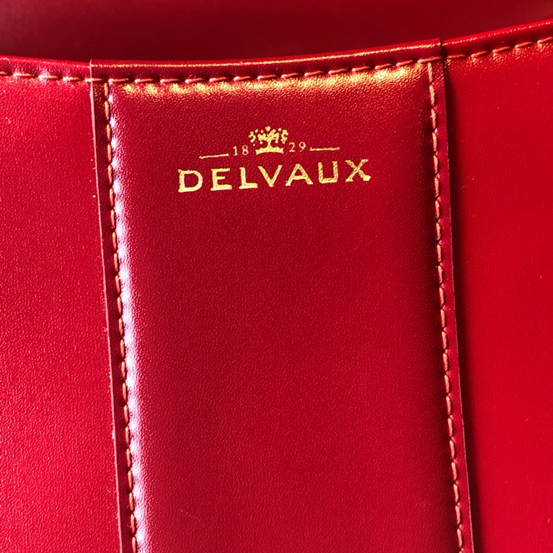 Delvaux Brillant MM Box Calf Rouge Lipstick Handbag
