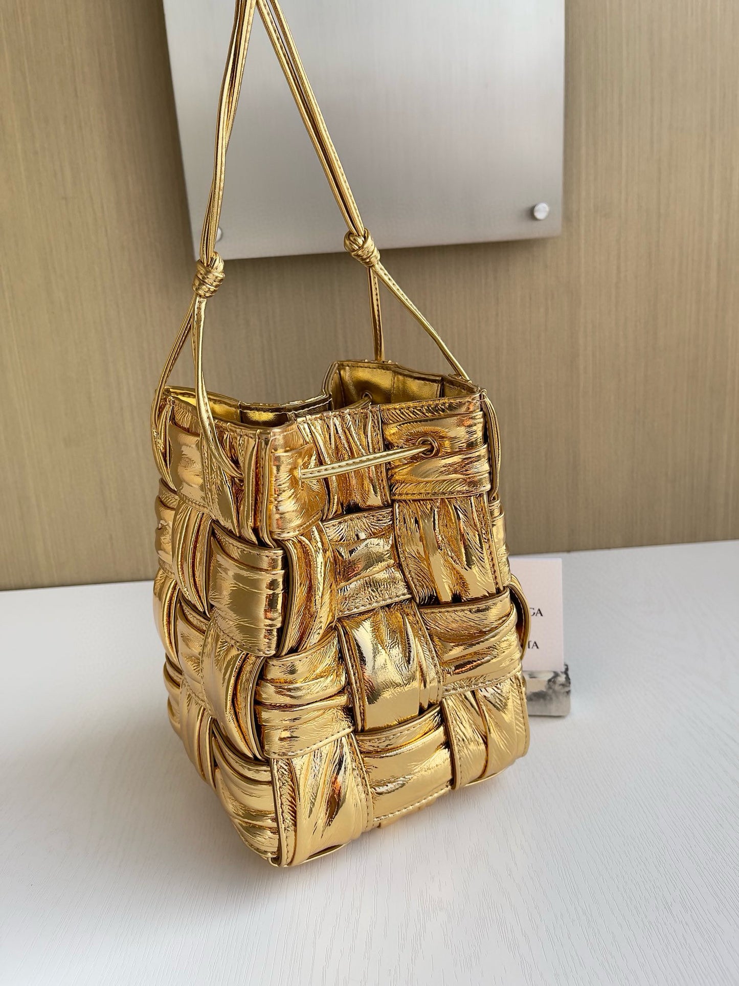 BV Mini Cassette Drawstring Bucket Bag