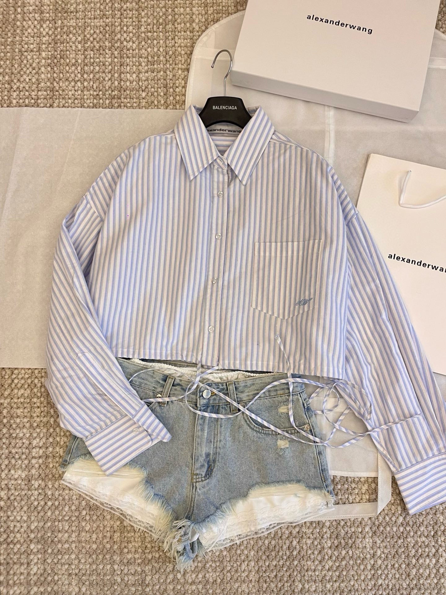 Alexander Wang Striped Cropped Shirt