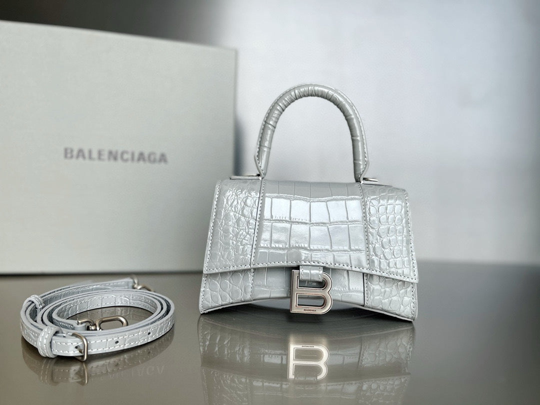 BLCG Hourglass Crocodile Top-handle Handbag(19x8x21cm)