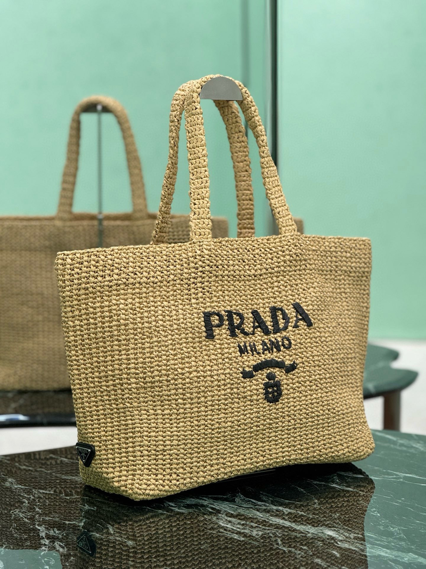 Prada Raffia Tote Bag