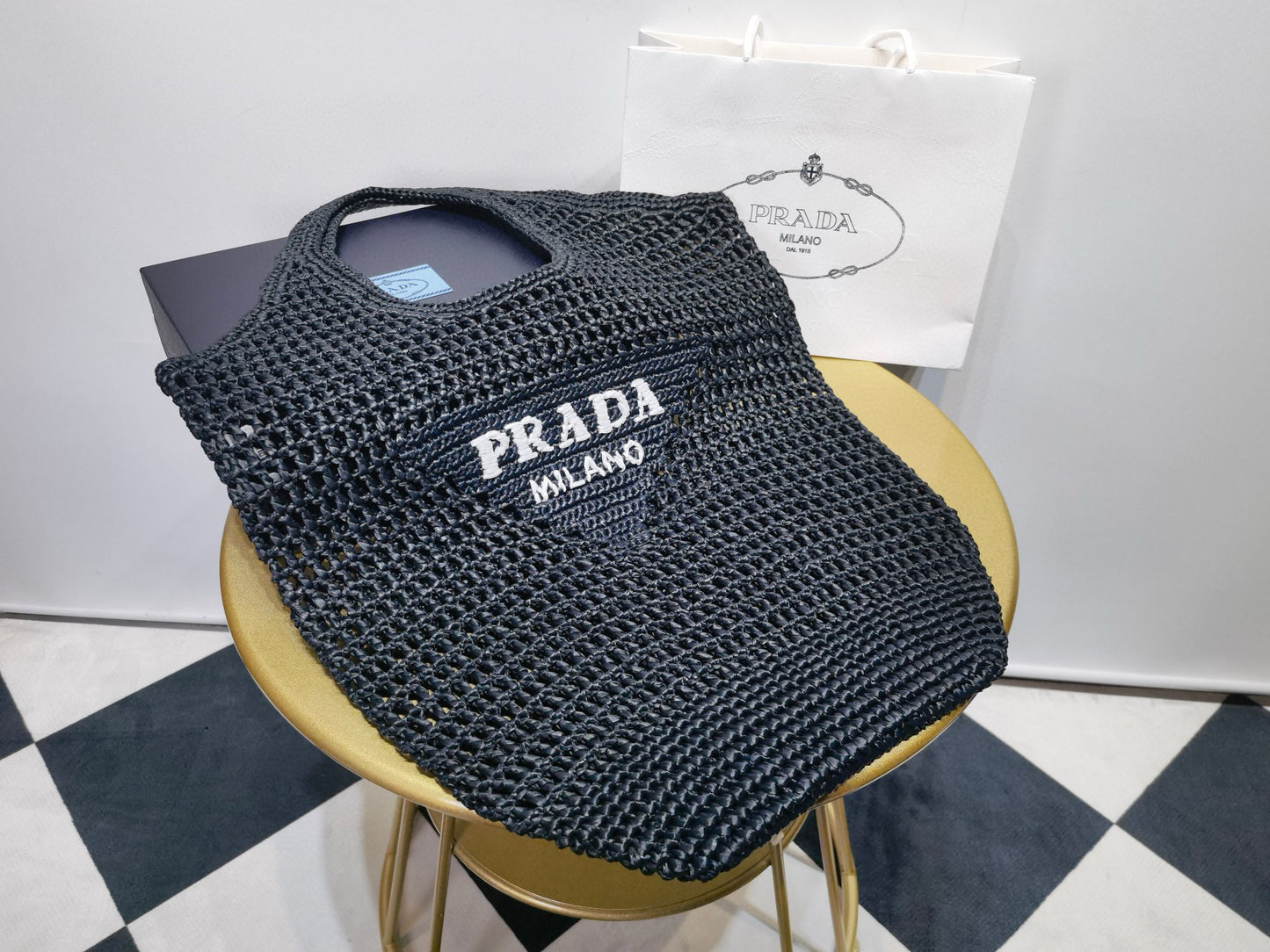 PD Raffia Crochet Tote Bag