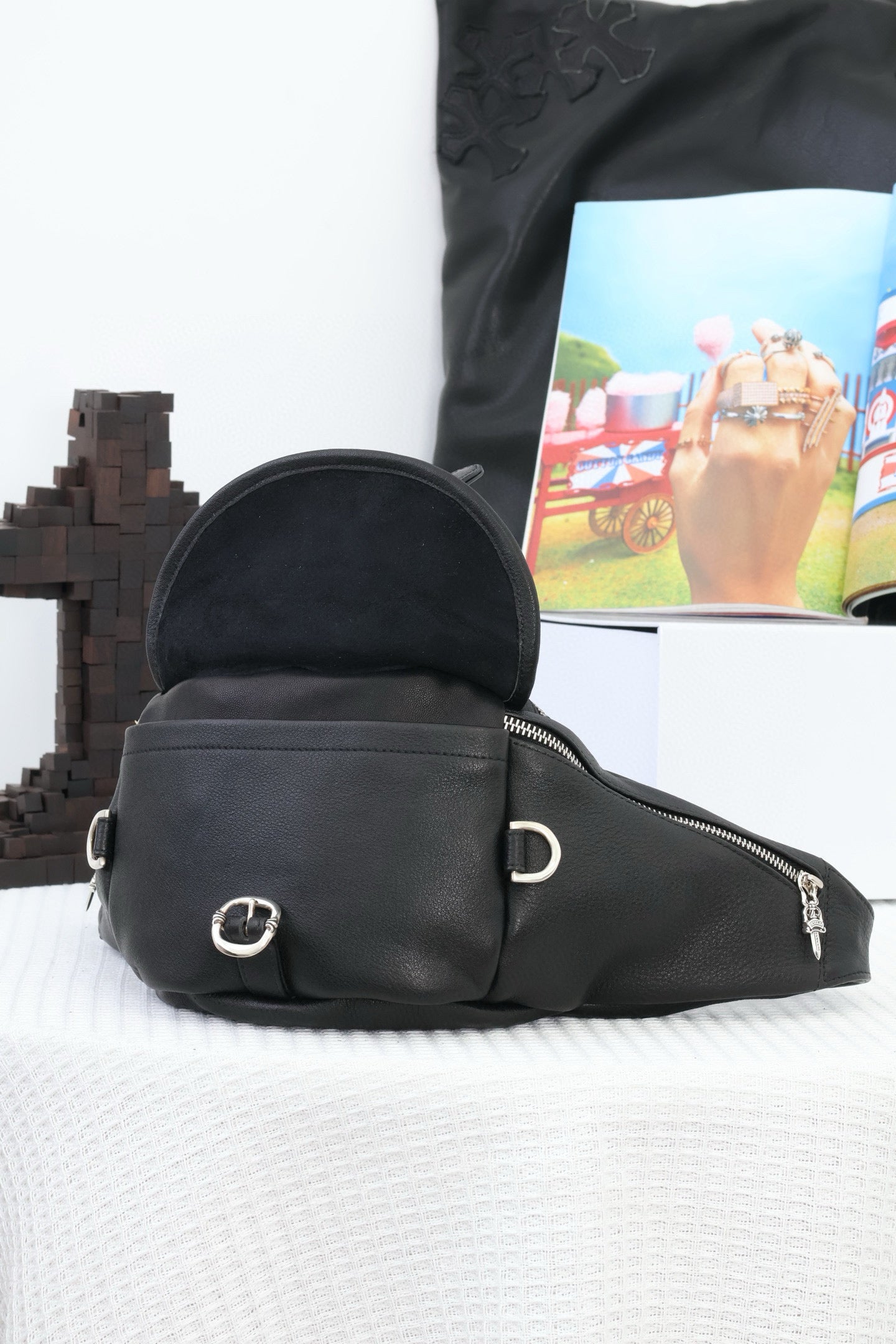 CH Black Leather Snat Pack Waist Bag