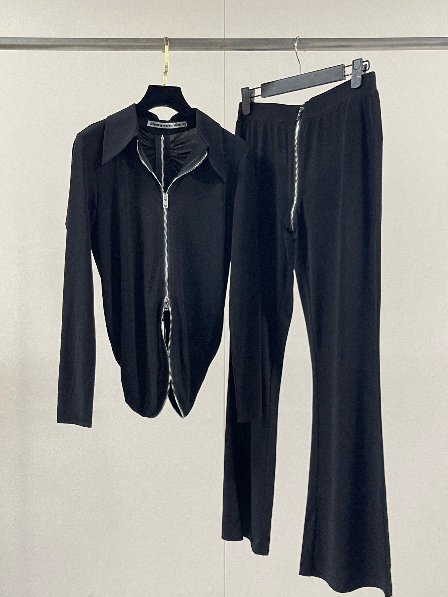 Alexander Wang Black Zip Blouse Set