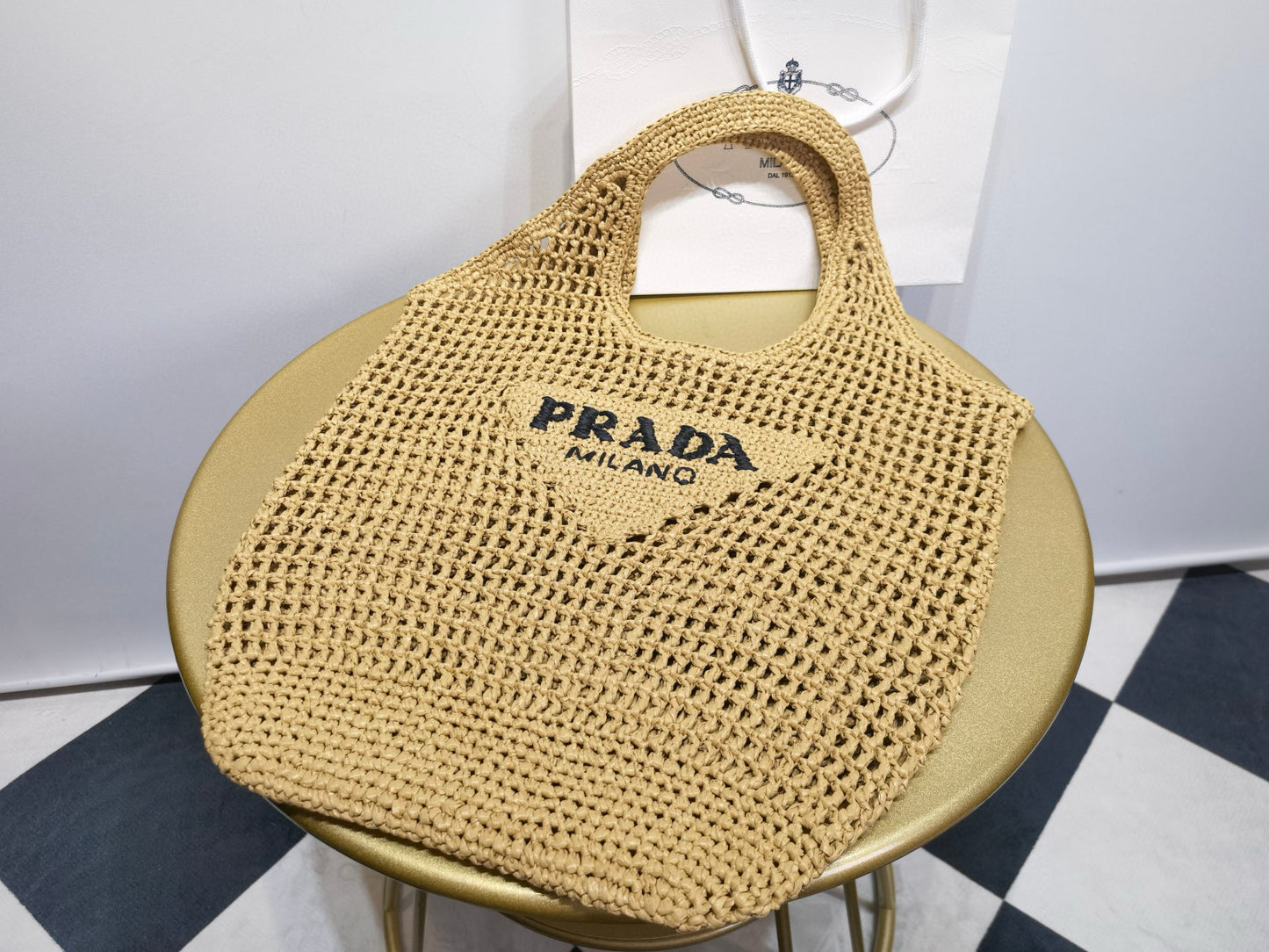 PD Raffia Crochet Tote Bag