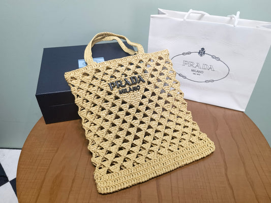 PD Raffia Crochet Tote Bag
