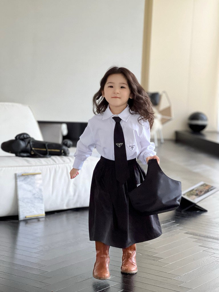 Prada Long Sleeve Polo/Skirt Set