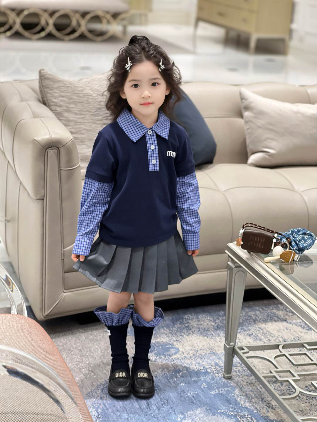 MiuMiu Long Sleeve Polo/Skirt Set