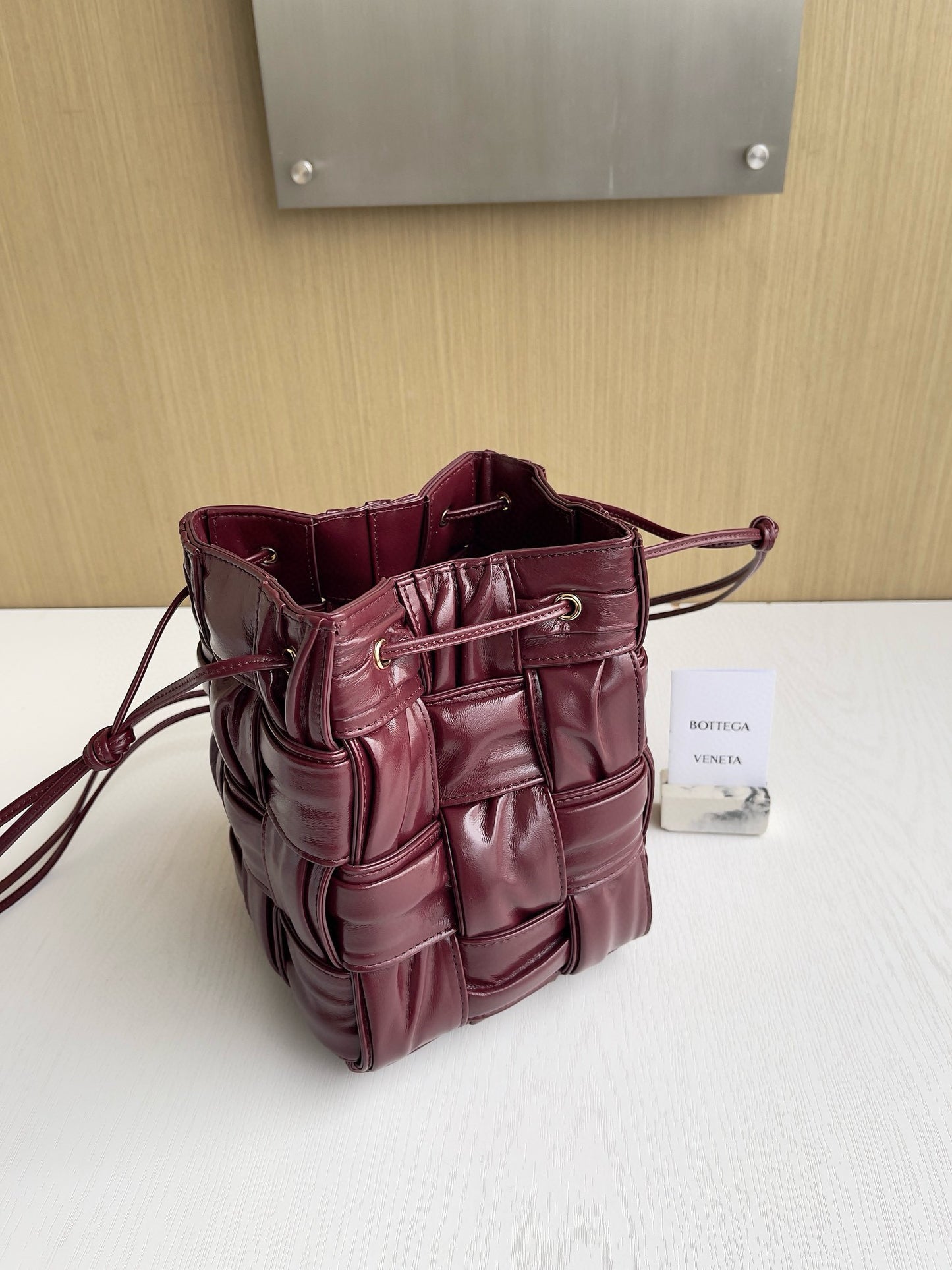 BV Mini Cassette Drawstring Bucket Bag