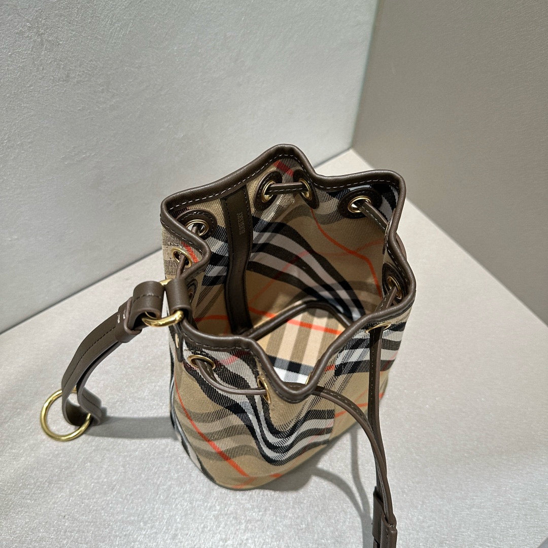 Burberry Check Cotton Mini Bucket Bag