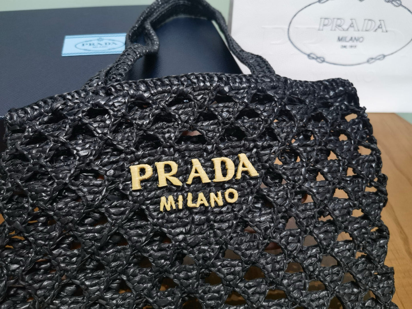 PD Raffia Crochet Tote Bag