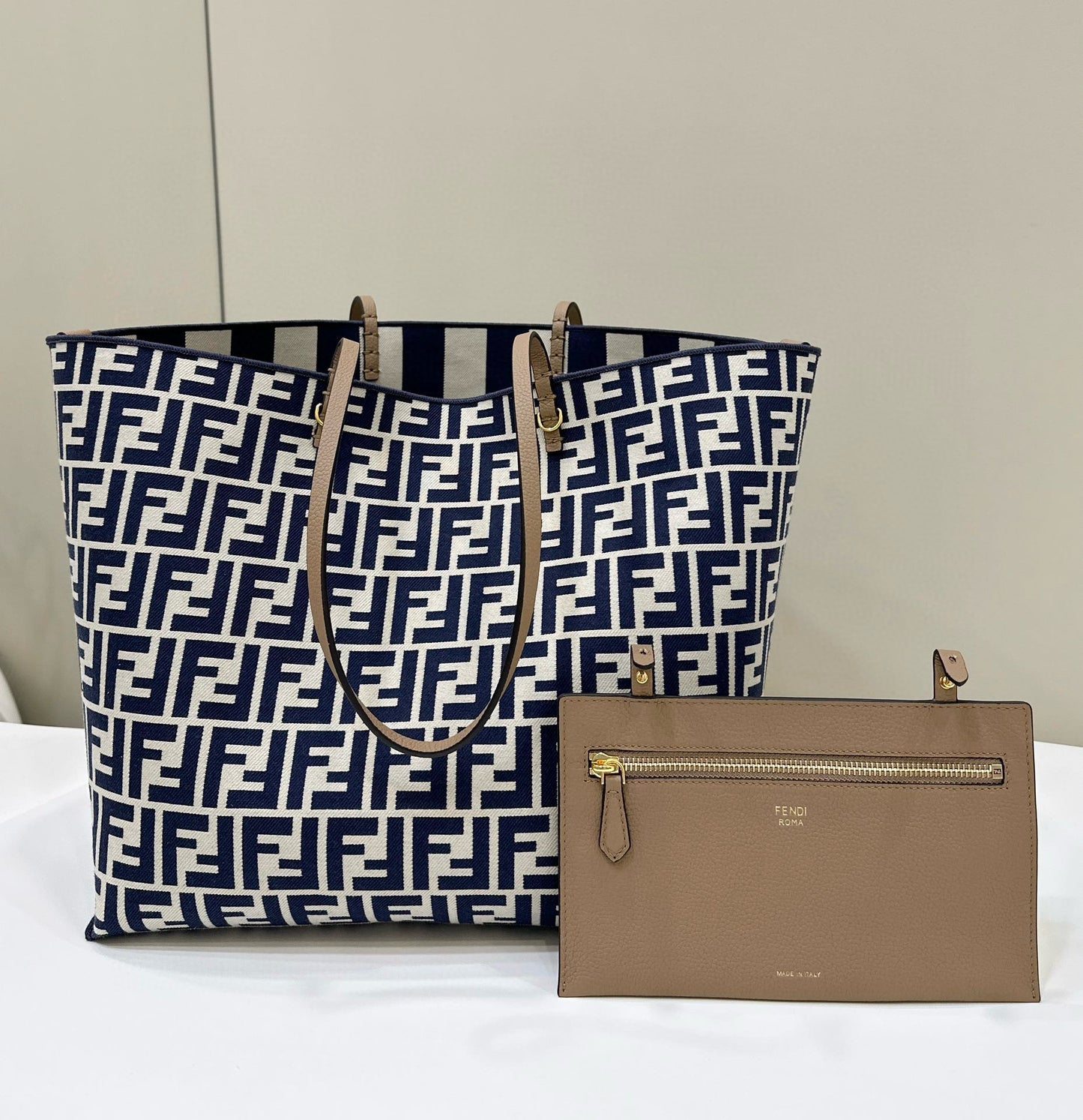 Fendi Pequin Roll Tote Bag (Large)