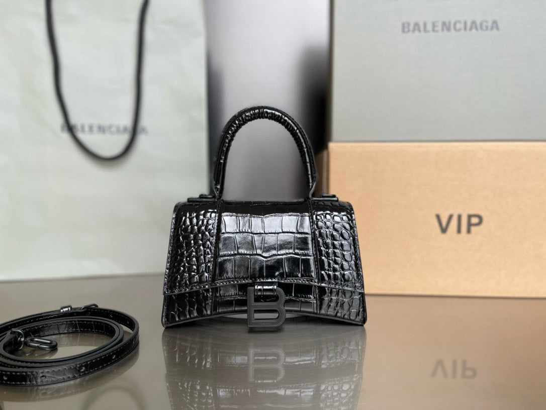 BLCG Hourglass Crocodile Top-handle Handbag(19x8x21cm)