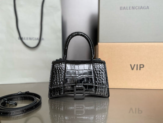 BLCG Hourglass Crocodile Top-handle Handbag(19x8x21cm)
