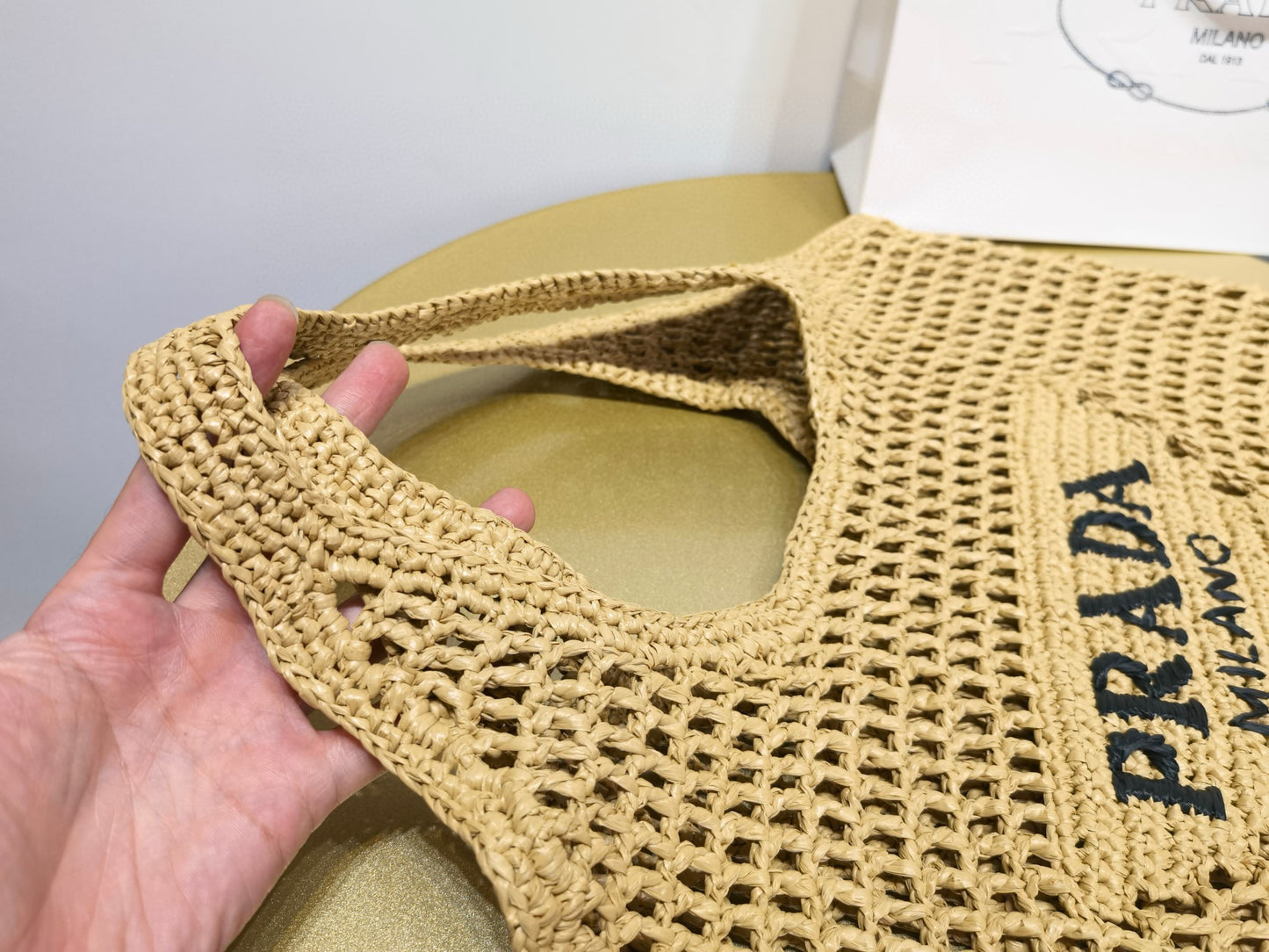 PD Raffia Crochet Tote Bag