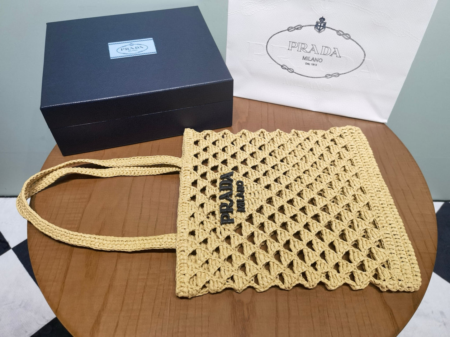 PD Raffia Crochet Tote Bag