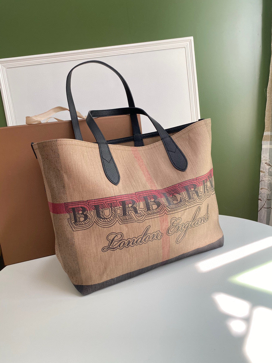 Burberry Mega Check Doodle Tote Bag