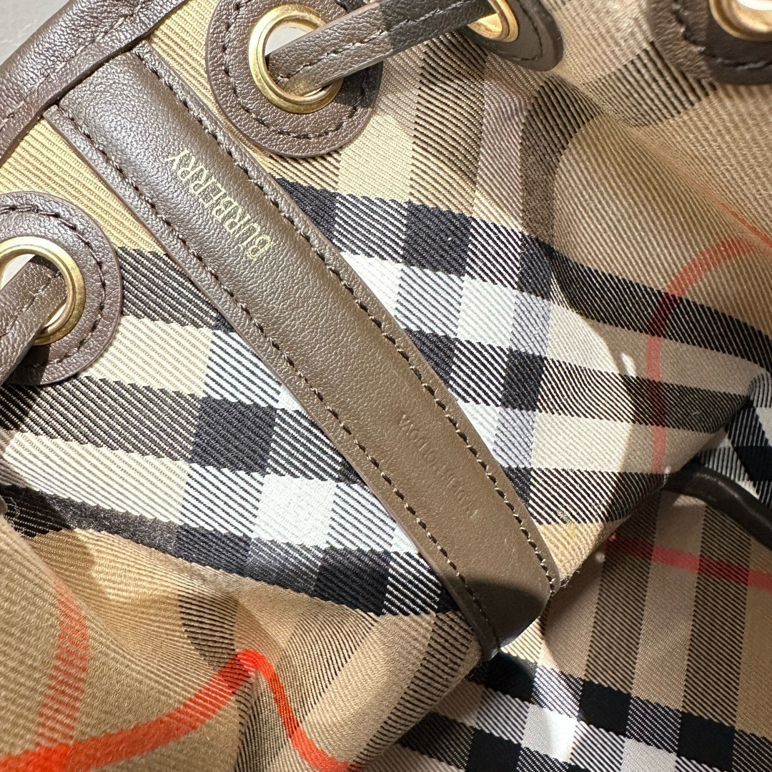 Burberry Check Cotton Mini Bucket Bag