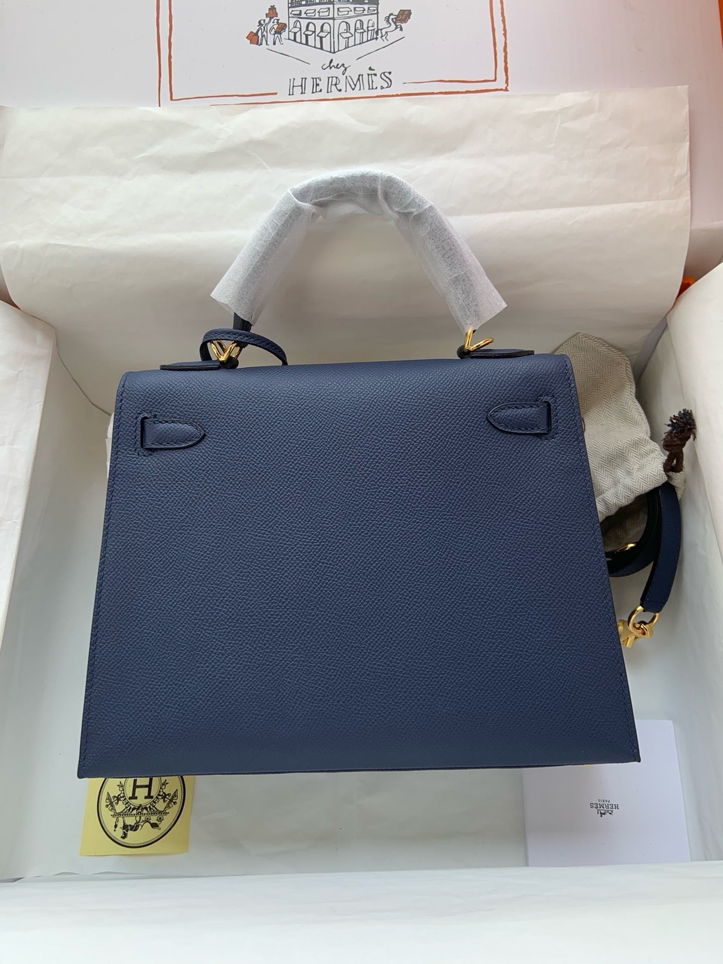 Hermes Kelly, 25cm, Deep Blue, Epsom