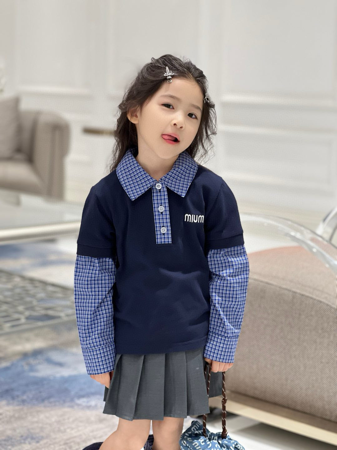 MiuMiu Long Sleeve Polo/Skirt Set