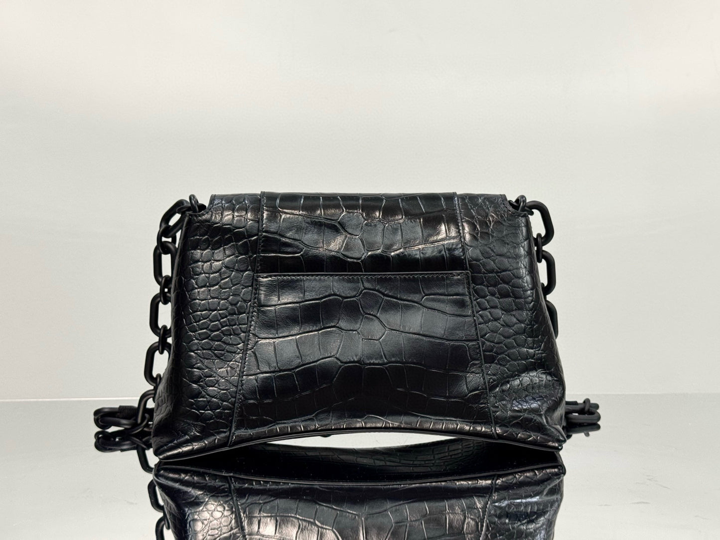 BLCG Downtown Chain-Handle Crocodile Embossed Shoulder Bag