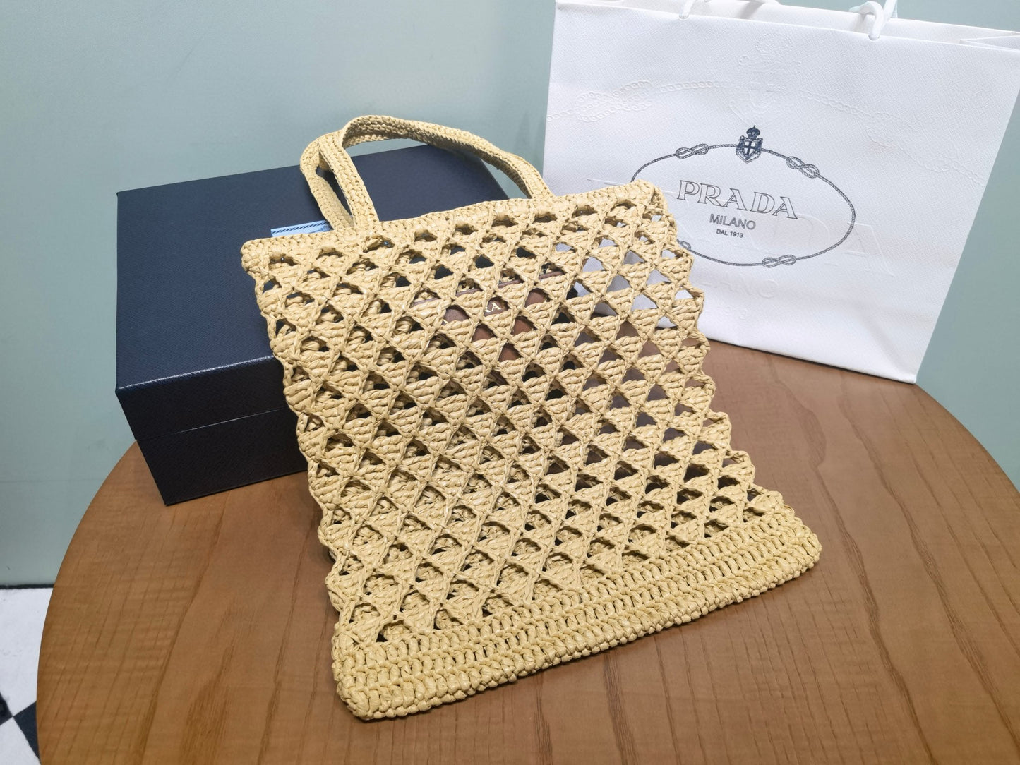 PD Raffia Crochet Tote Bag
