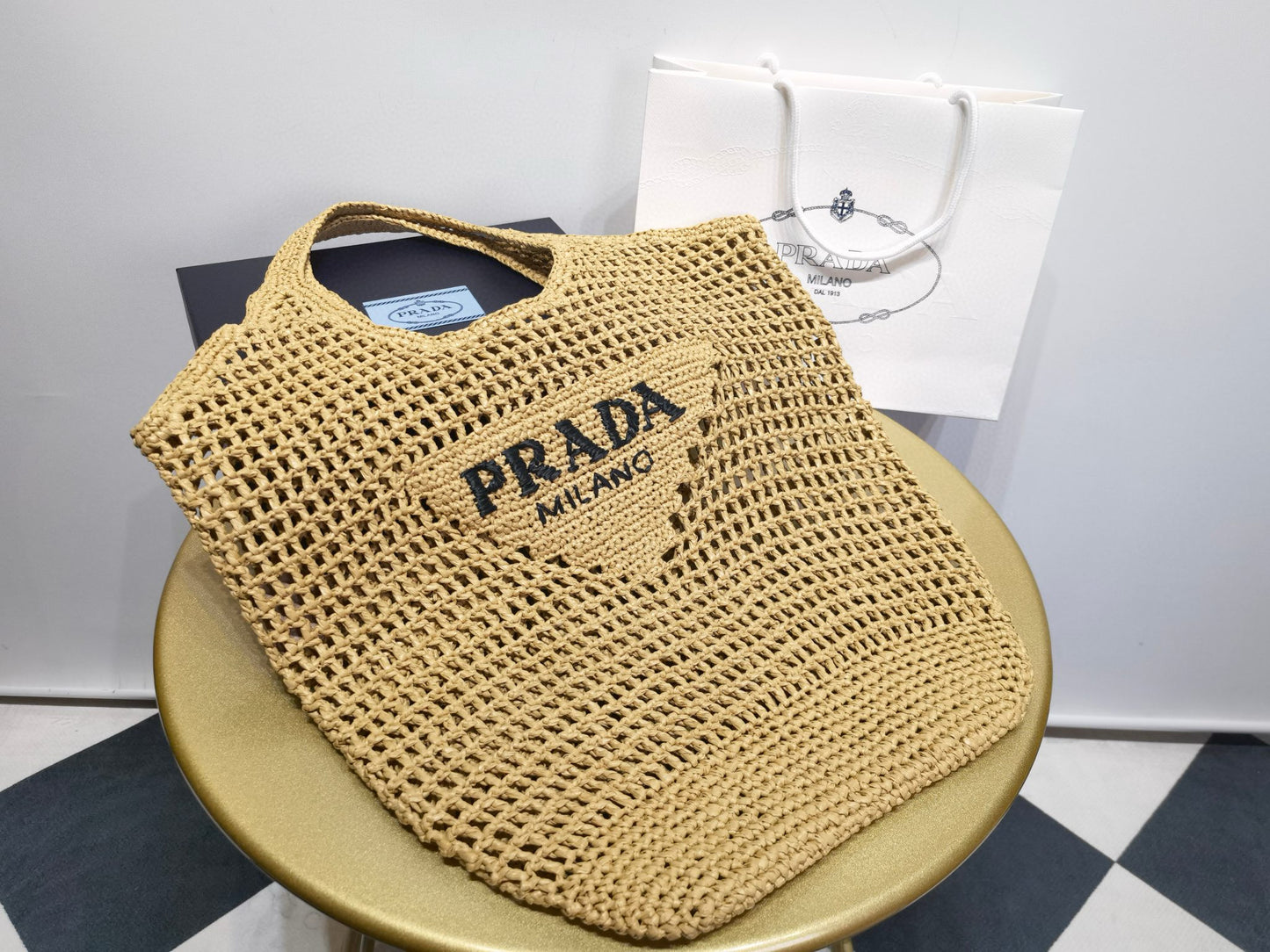 PD Raffia Crochet Tote Bag