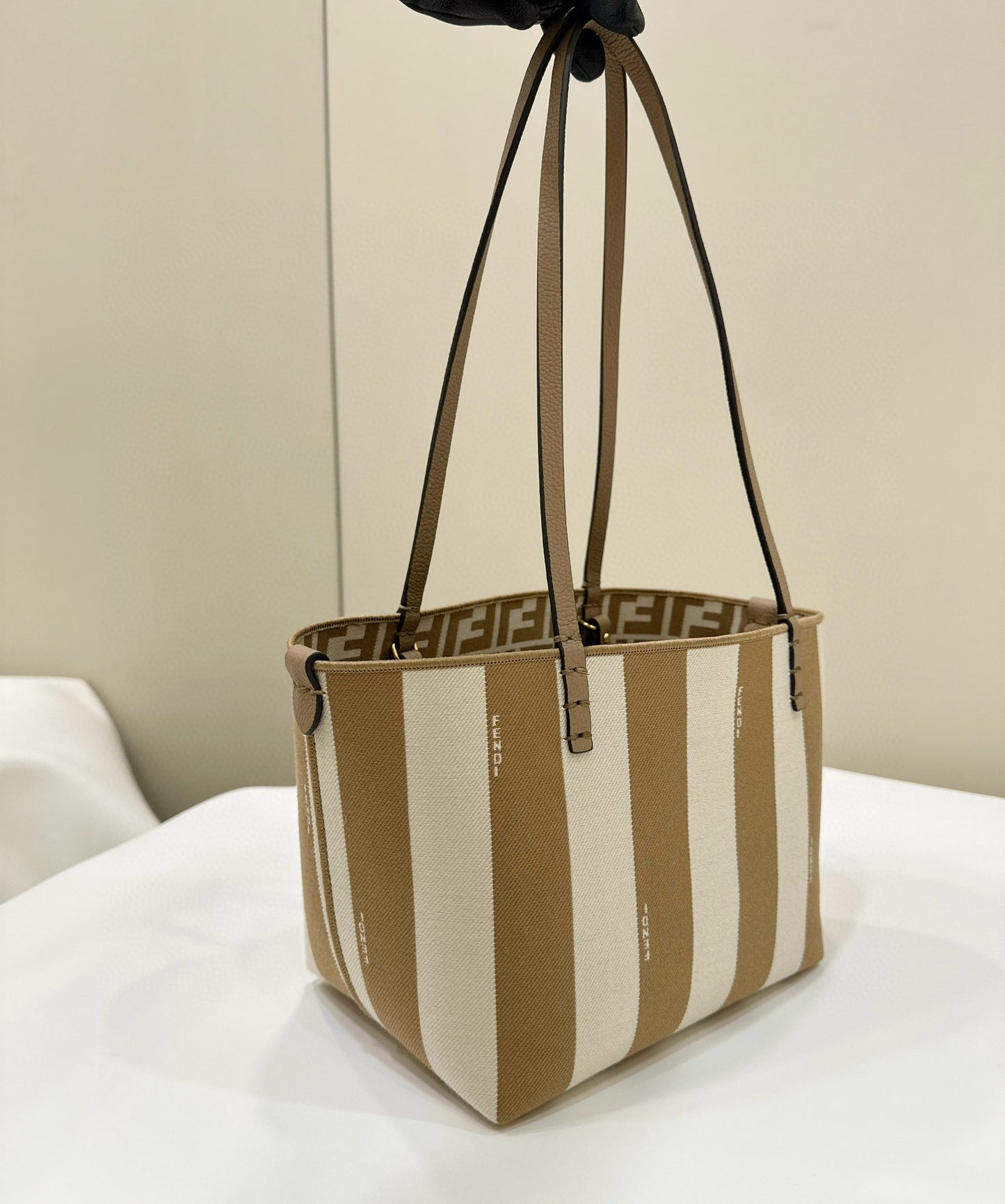 Fendi Pequin Roll Tote Bag (Medium)