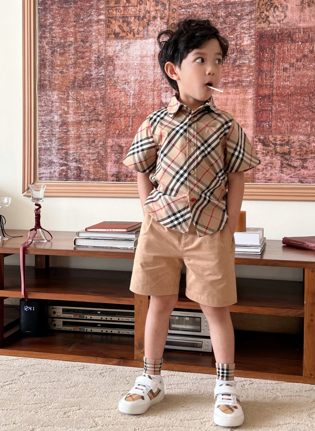 Burberry Shirt/Short Pant Set