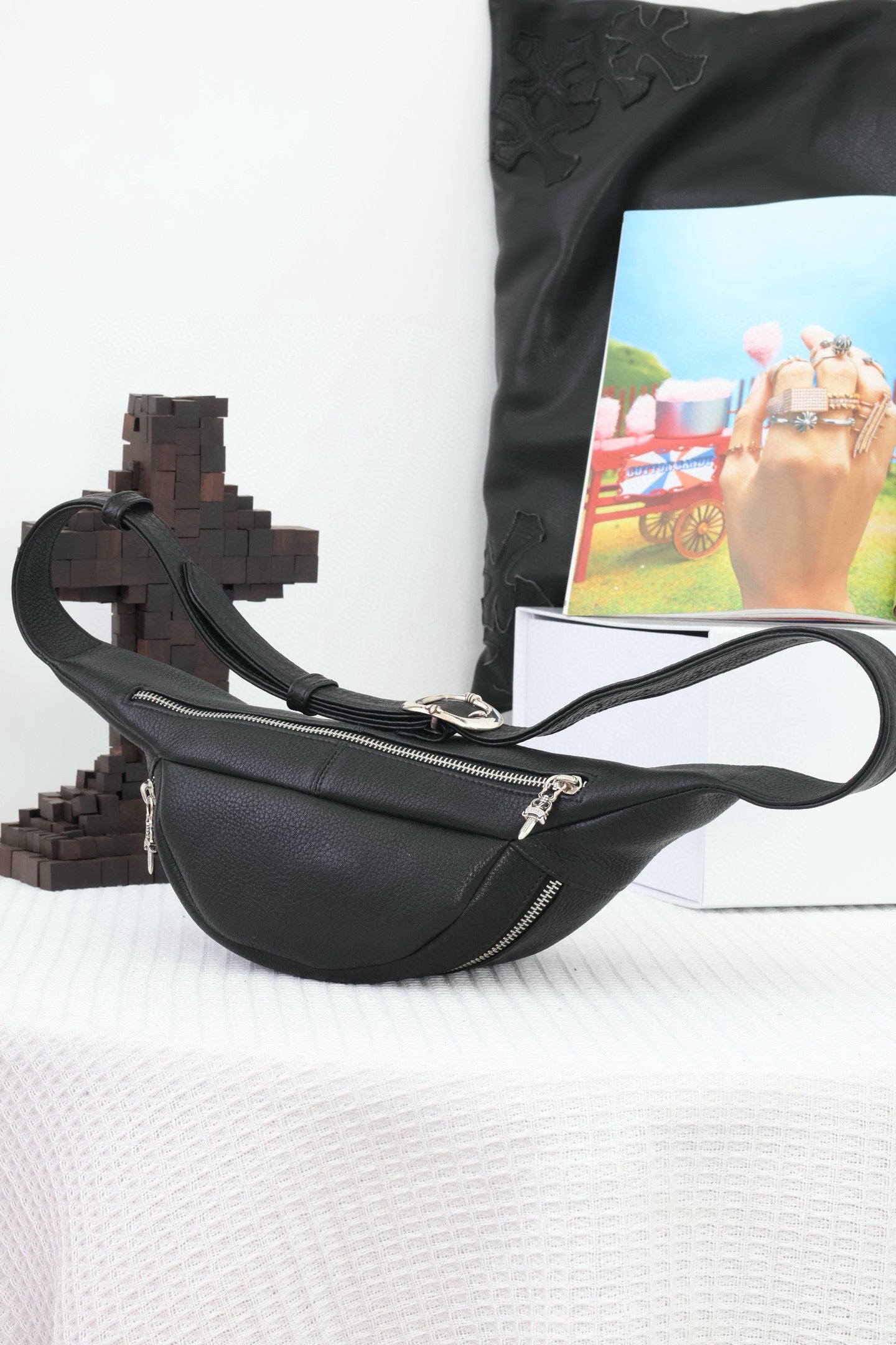 CH Black Leather Snat Pack Waist Bag