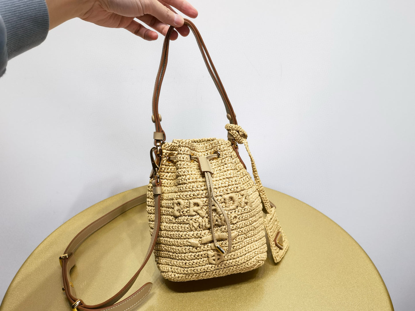 PD Raffia Bucket Bag