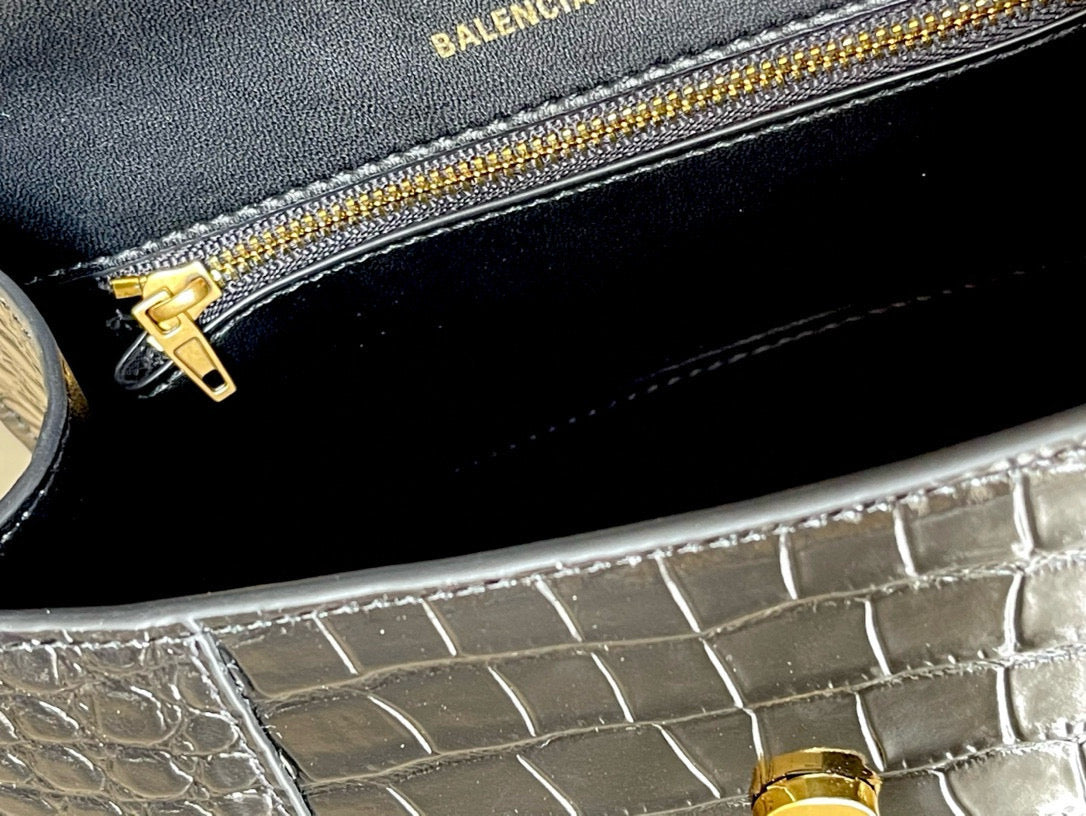BLCG Hourglass Crocodile Top-handle Handbag(19x8x21cm)
