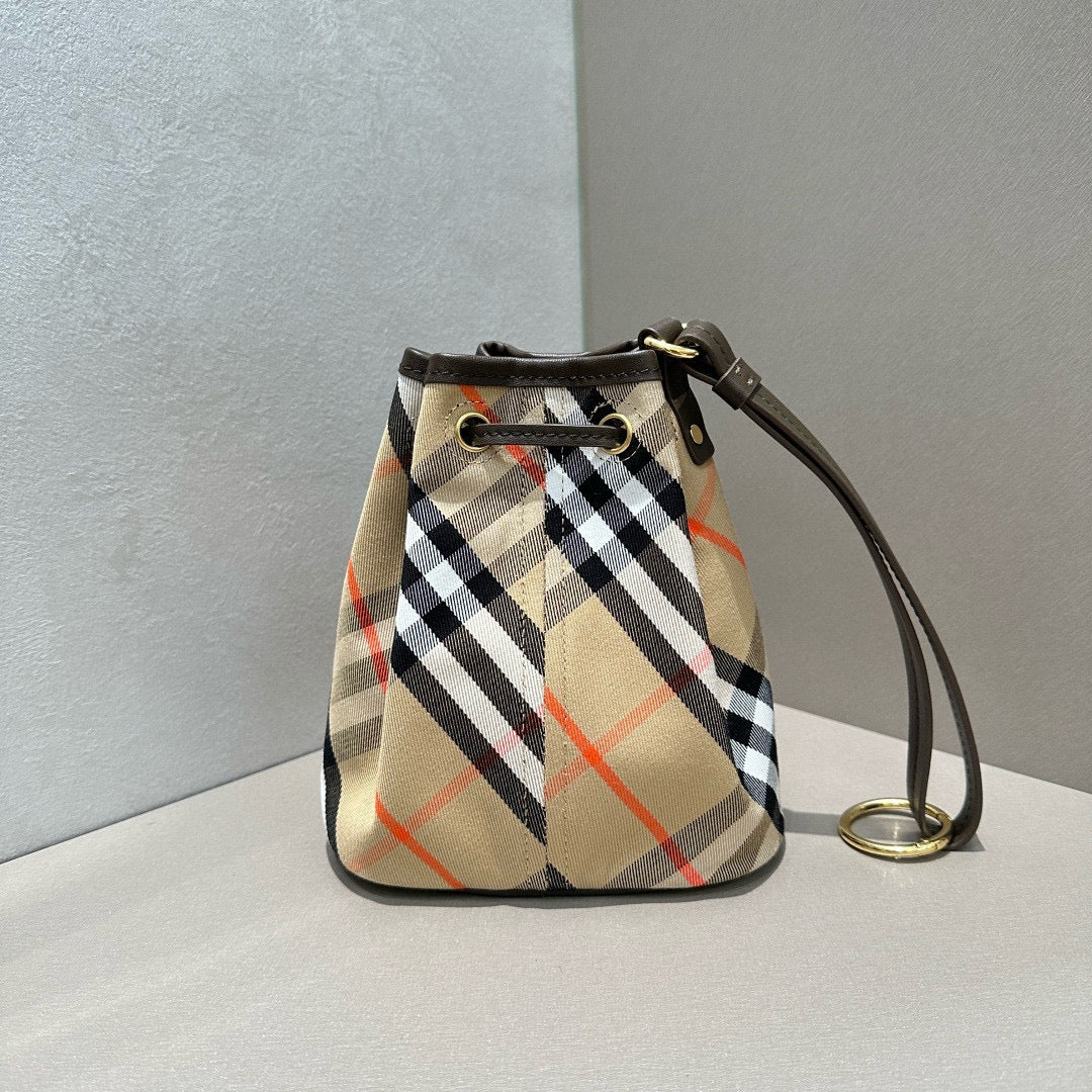 Burberry Check Cotton Mini Bucket Bag