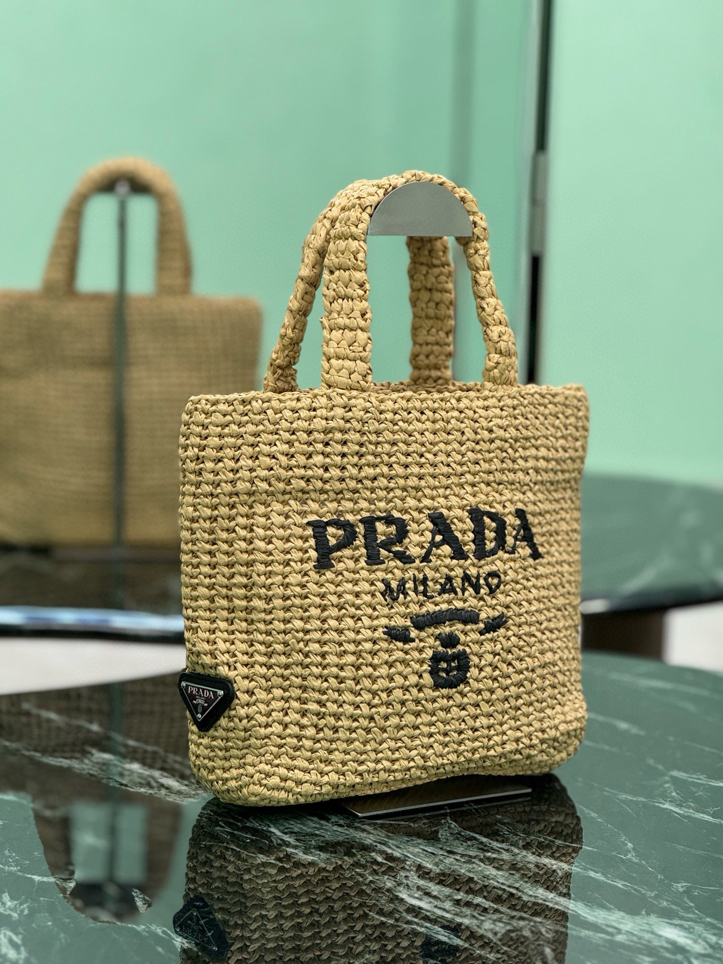 Prada Raffia Tote Bag