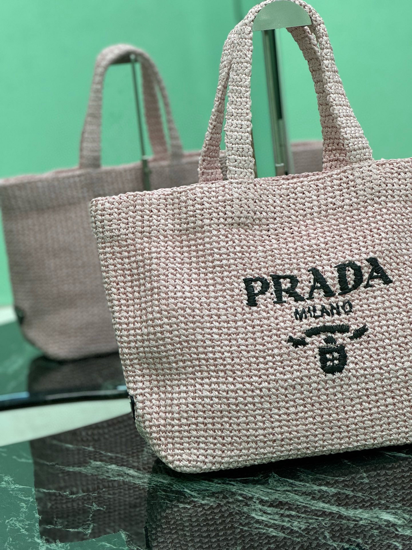 Prada Raffia Tote Bag