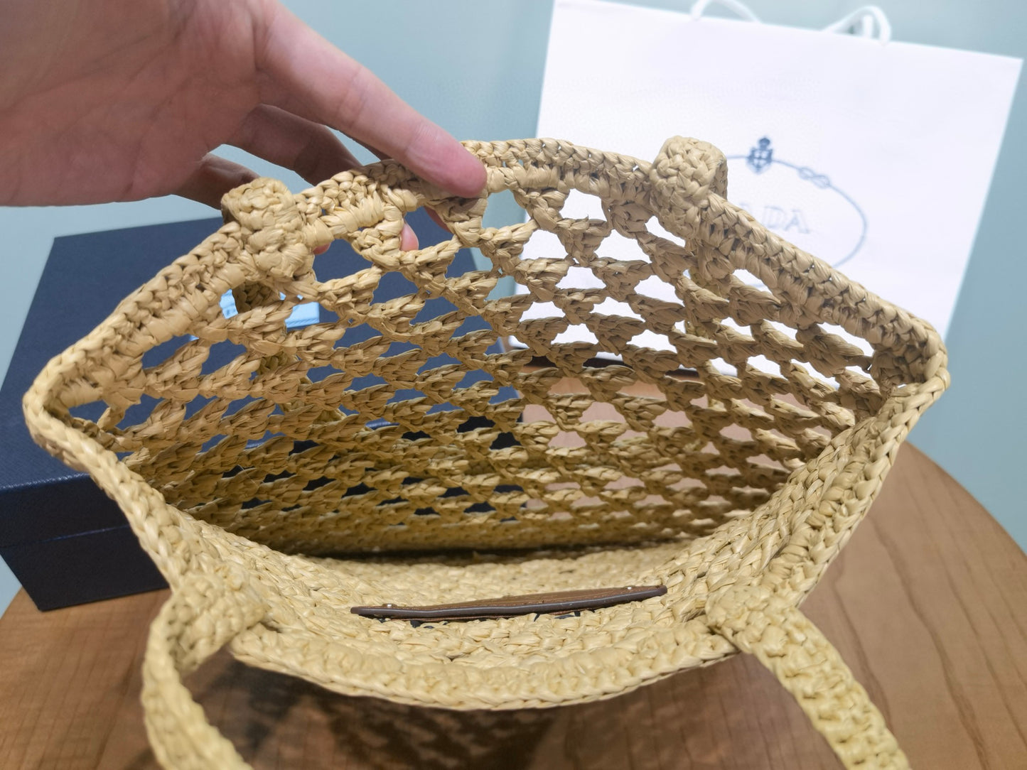PD Raffia Crochet Tote Bag