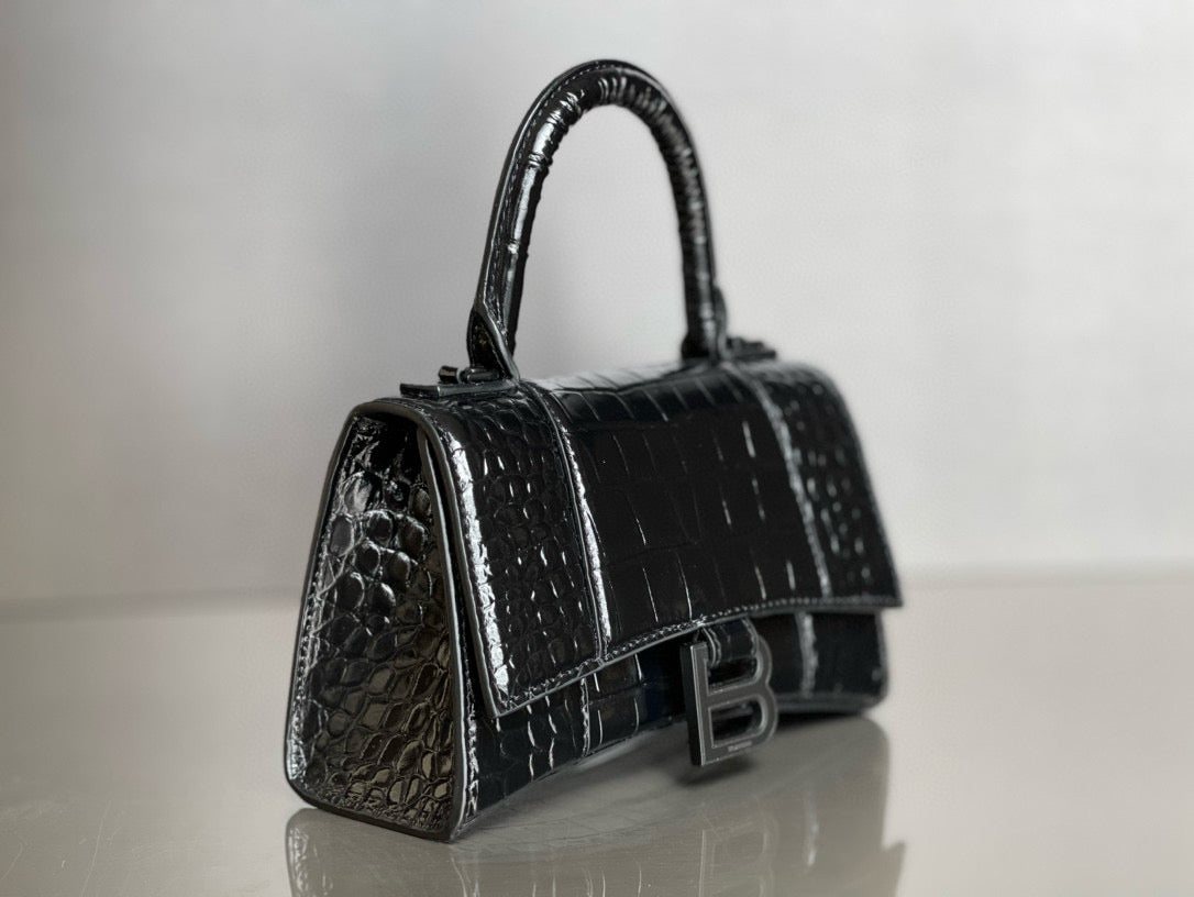 BLCG Hourglass Crocodile Top-handle Handbag(19x8x21cm)