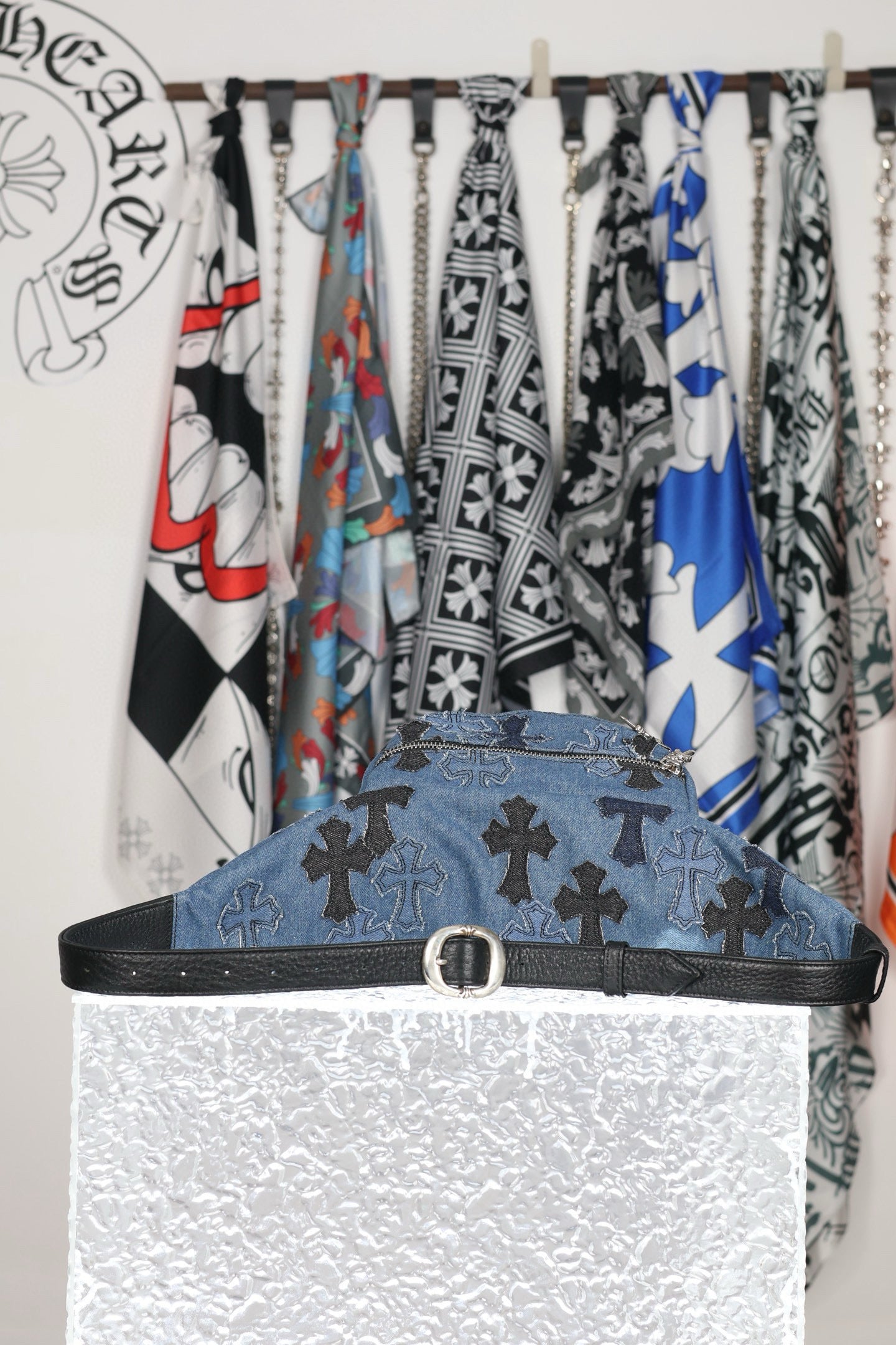 CH Denim Cross Patch Belt Bag