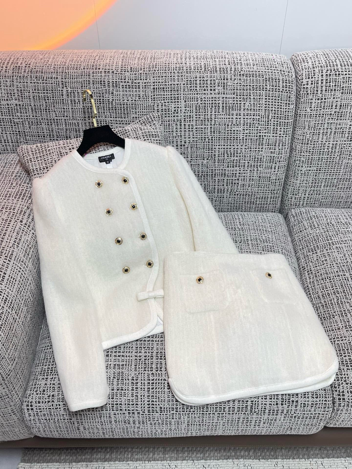 Chanel Cardigan With Skirt Set