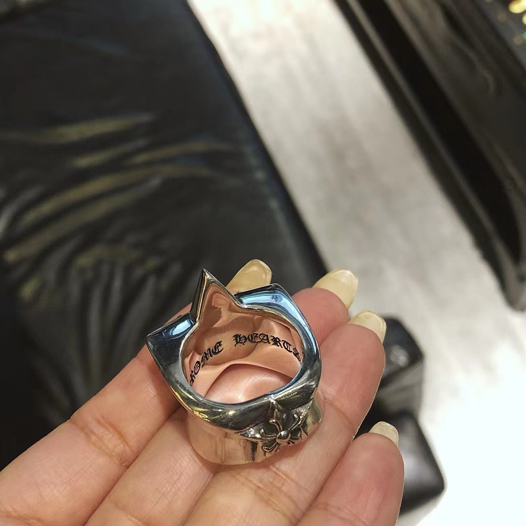 Anillo Corazones Cromados