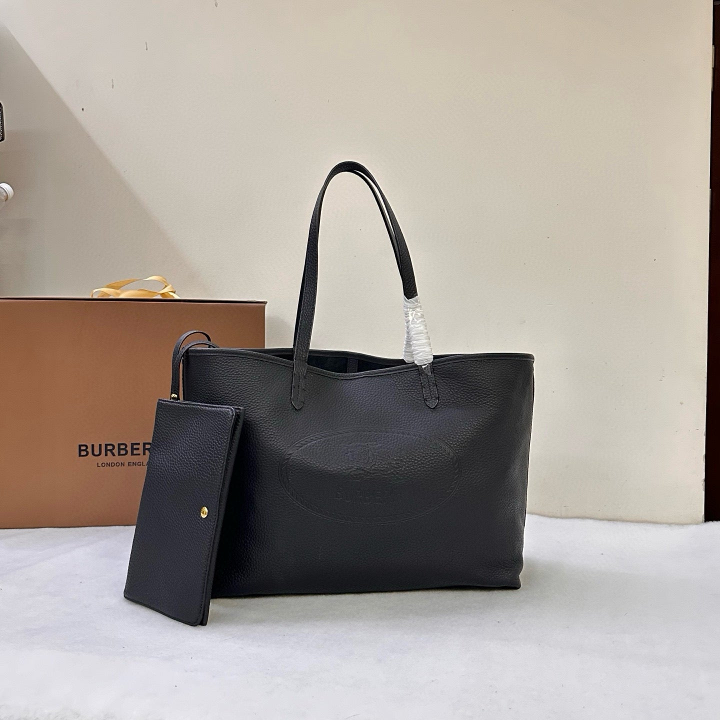 BB Black Leather Tote Bag