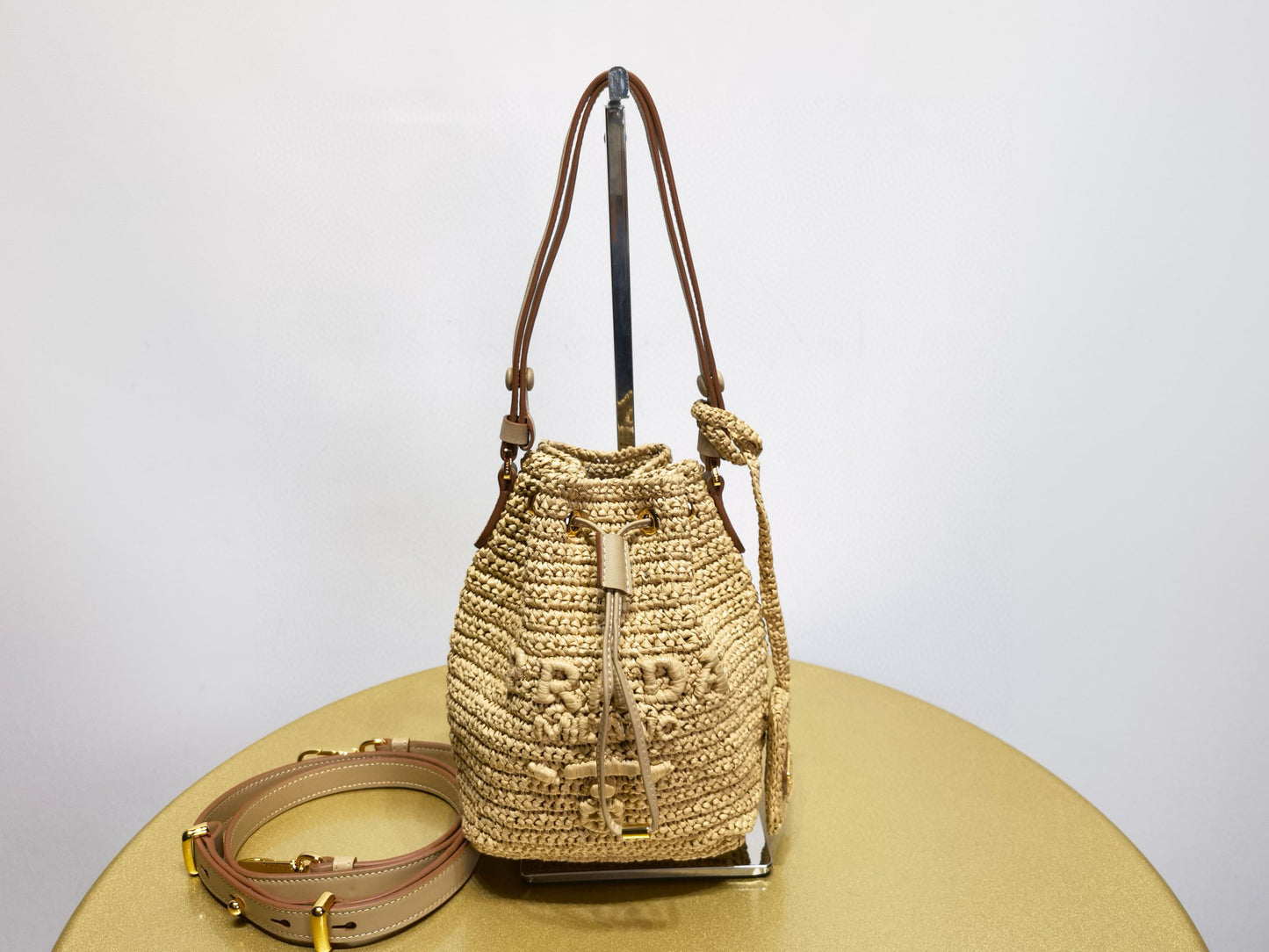 PD Raffia Bucket Bag