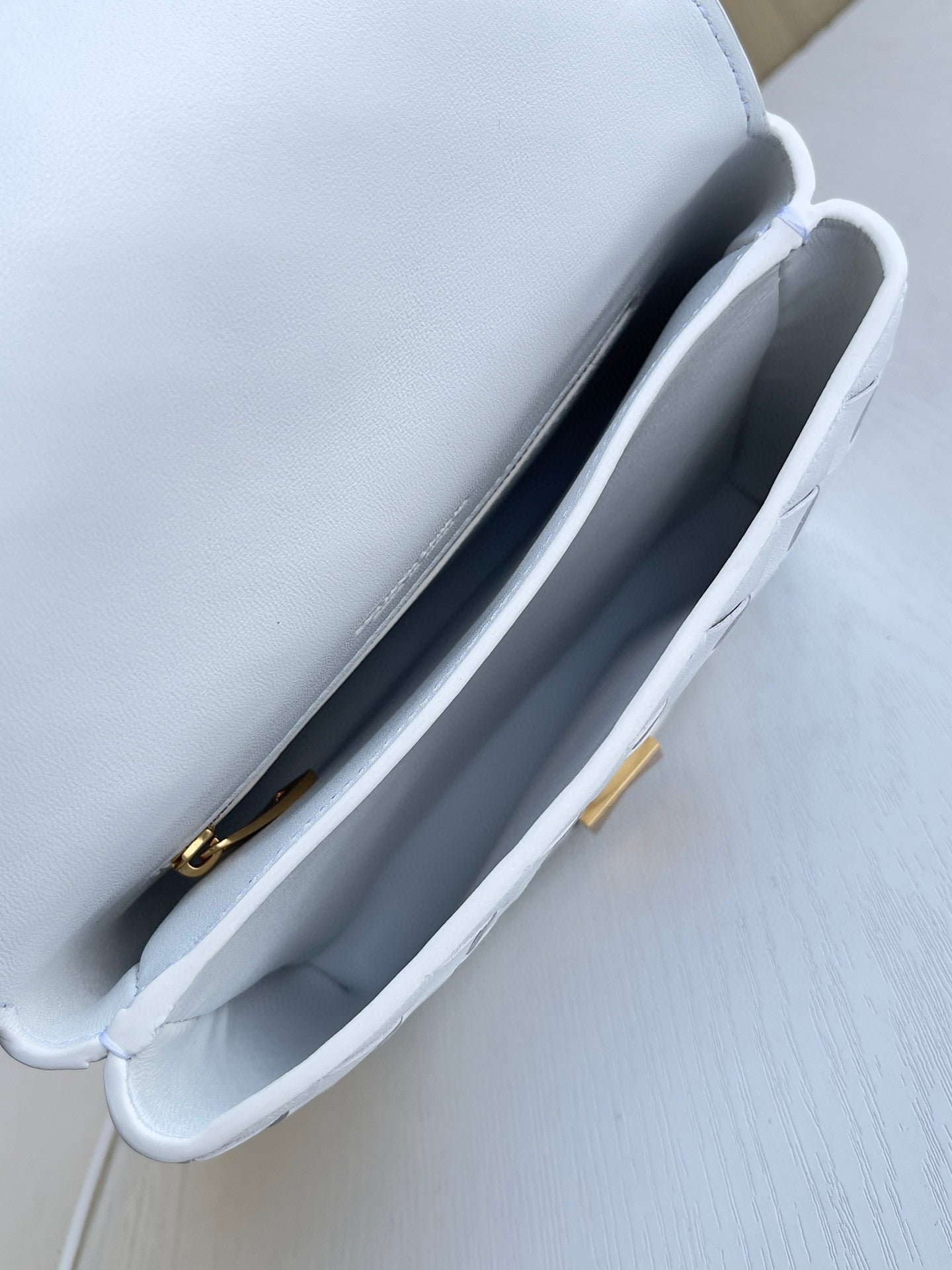 BV White Woven Leather Crossbody Bag